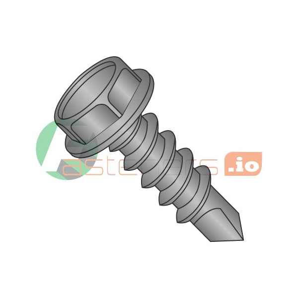 Newport Fasteners Self-Drilling Screw, #14 x 1-3/4 in, Zinc Plated Steel Hex Head Hex Drive, 1000 PK 460341 - main